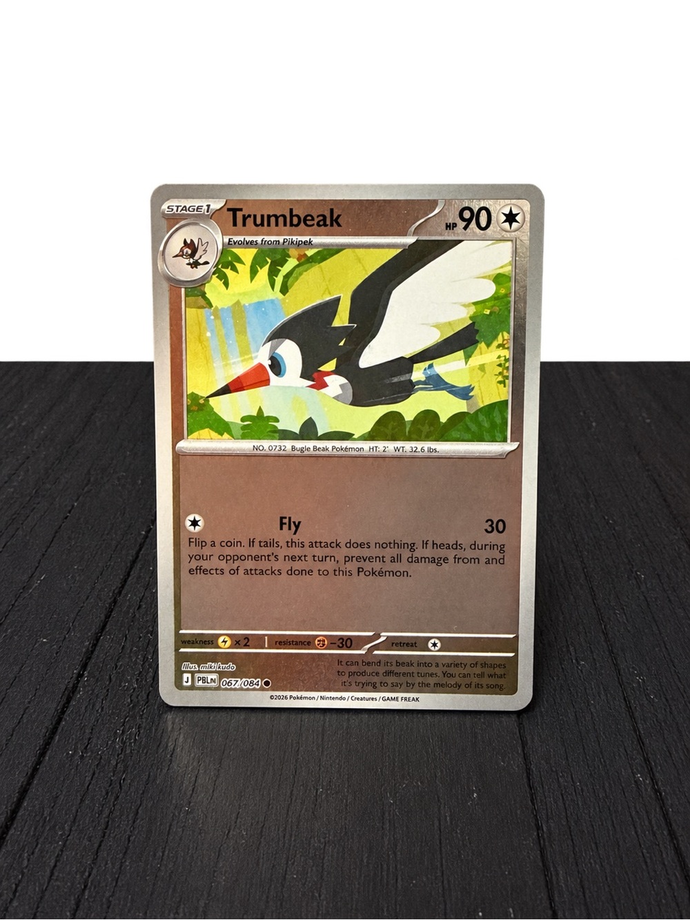 Pokemon Trumbeak Card - Brown, White, Black, Red